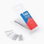 FOSHIO 200PCS Single Edge Razor Blades, Individually Wrapped Stainless Steel Razor Blades for Scraper Tools, Suitable for Removing Labels, Decals, Stickers, Gasket, Silver