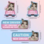 CNhoqc New Driver Car Magnet – 4pcs Thumbs up Cat Student Driver Car Magnet Cartoon Nervous Cat Reflective Safety Sign Car Bumper Caution Reusable Magnet Sticker Christmas Winter Xmas New Year Gift