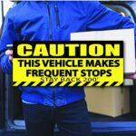 Caution This Vehicle Makes Frequent Stops Stickers Stay Back Bumper Sticker 200 Feet, Delivery Sticker for Drivers, Sign for Car or Dump Truck Decal