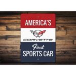 Corvette America’s First Sports Car, Chevy Sign, Chevy Race Team, Man Cave Wall Decor, Garage Aluminum Sign – 16″ x 24″