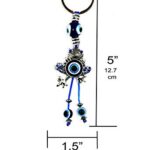 LUCKBOOSTIUM Frog Charm w/Blue Crystal & Evil Eye Keychain Ring – Sign for Protection, Blessing, Harmony and Balance – Home, Bags & Car Rear View Mirror Hanging Accessories (1.5” x 5″)