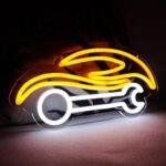 Balanar Car Repairs Neon Signs for Wall Decor LED Garage Decor Wrench Shaped Neon Light Signs Man Cave Auto Room Repair Shop Workshop Wrench Neon Signs Decor for Garage