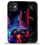 Bvkilrvc Compatible with iPhone 11 Case, Night City Cars Pattern Print Phone Case Funny Liquid Silicone Case Impact Resistant Anti-Scratch Shockproof Protective Cover