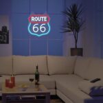 Route 66 Neon Sign Lampeez Wall Decor American Highway Main Street of America Mother Road, LED Night Light for Room Decor, Light Up Signs for Gifts Neon Lights for Boys Teen Bar Living Room Party