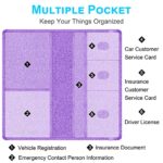 Wisdompro Car Registration and Insurance Holder Premium Glitter PU Leather Vehicle Glove Box Organizers Wallet for Document, License, Card and Other Essentials – Bling Purple