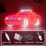 Police Car Neon Sign Car LED Light Dimmable Wall Decor Gift for Playroom Kids Bedroom Garage Decoration 17.6 * 10.4 Inch