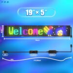 LED Sign 19”x5” Flexible LED 256 RGB Color Display Sign Bluetooth APP Control Foldable And Bendable Display Waterproof Bright LED Sign