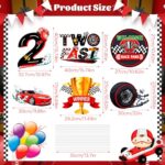 Two Fast Birthday Decorations for Boys 6PCS 2nd Birthday Yard Signs Black Red Race Car 2nd Party Lawn Signs with Stakes for Two Fast Theme Race Car 2 Years Old Birthday Party Supplies