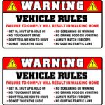 2 pcs Funny Vehicle Safety Warning Car Rules Sticker Decal, 4 inches – Adhesive Vinyl for Car Truck Window Bumper