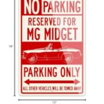 MG Midget Convertible 1961-1979 Reserved Parking Only Aluminum Sign – 12 by 18 inches (1, Large) – Great British Classic Car Gift