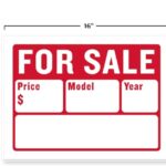 Large 12″ x 16″ For Sale Sign for Cars and Auto Sales (2-Pack) – 2-Line Design for Easy-to-Read Vehicle Information