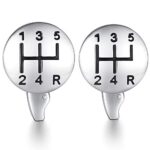 HONEY BEAR Car Gear Speed Stick Retro Cufflink for Men Shirt Wedding Gift Silver