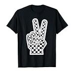 Checkered Peace Sign Shirt Vintage Racing Flag Kids Boy Girl T-Shirt