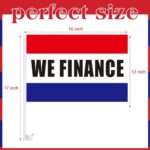 SmoothNovelty 12 Pcs Window Clip on Flag 12 x 16 Inch Red Advertising Sign Single Sided Car Dealer Flags for Auto Dealers Vehicle Cars Accessories(We Finance)