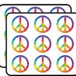 Peace Sign Graphic Tie Dye Vinyl Stickers 2″ Each 18 Pack Stickers Durable and Waterproof for Laptops, Cars, Phones