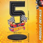 MiniInflat Race Car 5th Birthday Number Sign Centerpiece Race Car Theme 5th Birthday Party Supplies Wooden Table Decoration Photo Props for Boys Five Years Old