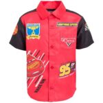 Disney Pixar Cars Lightning McQueen Little Boys Hawaiian Button Down Shirt White 6