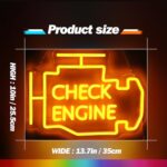 Goneons Check Engine Neon Sign Garage Neon Light for Wall Decor,Dimmable & Powered by USB LED Check Engine Light Sign for Car Room Car Repair Shop Workshop Party Decor Game Room Man Cave Birthday Gift