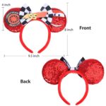 UNSPAZ Mouse Ears Headband, Cars Ears for Women Adult Kids Boys Girls, Sequin Headband Park Ears for Trips Party Cosplay Costumes Accessories