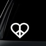 World Design Heart Peace Sign Car Decal/Sticker