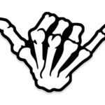 Skeleton Hang Loose Hand Sticker, Right on Vinyl, Shaka Bone Hand Sign Decal for Cars, Trucks, Laptops, and Water Bottles, Made in The USA (3 x 5 inch)