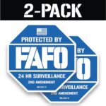 FAFO Security Sign Sticker [2-Pack] Fuck Around and Find Out Sign Decal for Truck, Window, Bumper | Funny Car Stickers, Hard Hat Stickers, Toolbox Stickers