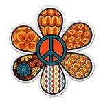 Retro Peace Flower Sticker – 5″ Laptop Sticker – Waterproof Vinyl for Car, Phone, Water Bottle – Peace Sign Decal