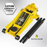 YELLOW JACKET 3.5 Ton Low Profile Floor Jack Quickly Lift Hydraulic Car Jack with Dual Pumps, 7700 lb Capacity