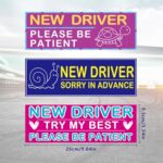 3Pcs New Driver Magnet for Car, Magnetic New Driver Stickers Removable Novice Driver Stickers Safety Sign Car Student Driver Stickers, Student Driver Magnet Stickers for Car Accessories Bumper